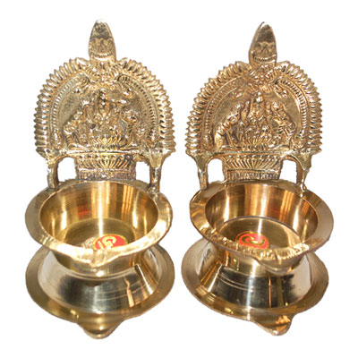 "Brass Kamakshi Lamps Pair-  003 - Click here to View more details about this Product